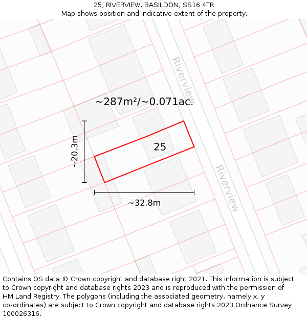 25, RIVERVIEW, BASILDON, SS16 4TR: Plot and title map