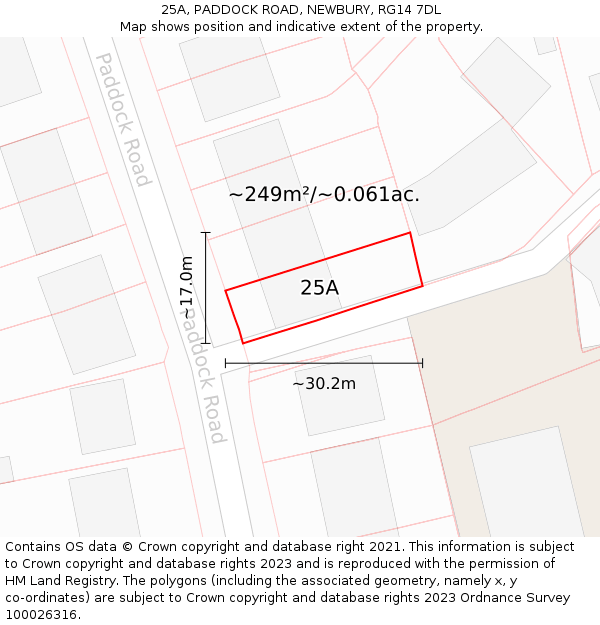 25A, PADDOCK ROAD, NEWBURY, RG14 7DL: Plot and title map