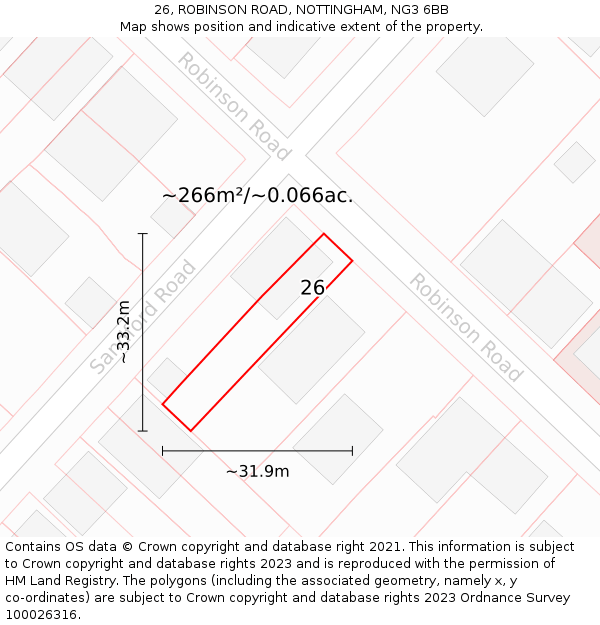 26, ROBINSON ROAD, NOTTINGHAM, NG3 6BB: Plot and title map