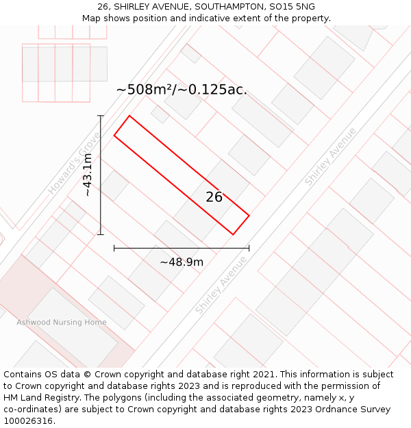 26, SHIRLEY AVENUE, SOUTHAMPTON, SO15 5NG: Plot and title map