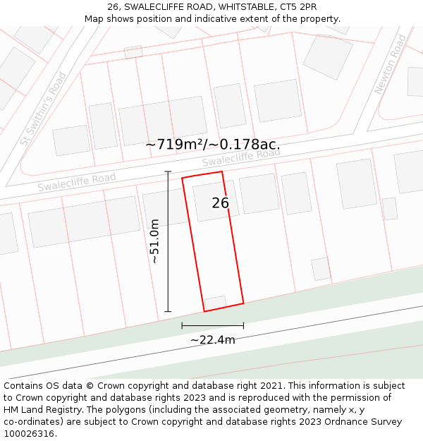 26, SWALECLIFFE ROAD, WHITSTABLE, CT5 2PR: Plot and title map