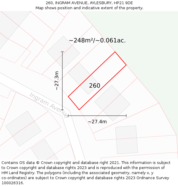 260, INGRAM AVENUE, AYLESBURY, HP21 9DE: Plot and title map