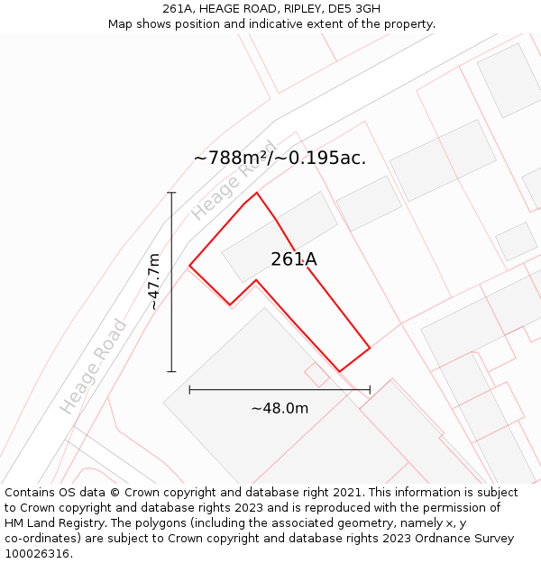 261A, HEAGE ROAD, RIPLEY, DE5 3GH: Plot and title map