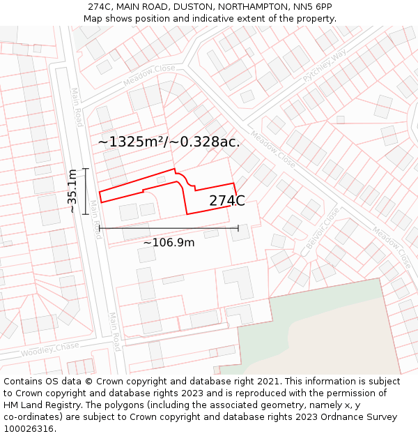 274C, MAIN ROAD, DUSTON, NORTHAMPTON, NN5 6PP: Plot and title map