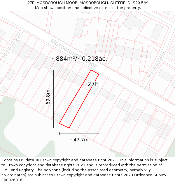 27F, MOSBOROUGH MOOR, MOSBOROUGH, SHEFFIELD, S20 5AY: Plot and title map