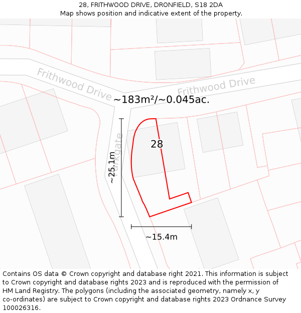 28, FRITHWOOD DRIVE, DRONFIELD, S18 2DA: Plot and title map