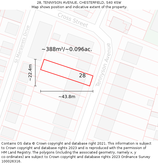 28, TENNYSON AVENUE, CHESTERFIELD, S40 4SW: Plot and title map