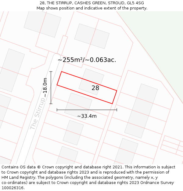 28, THE STIRRUP, CASHES GREEN, STROUD, GL5 4SG: Plot and title map
