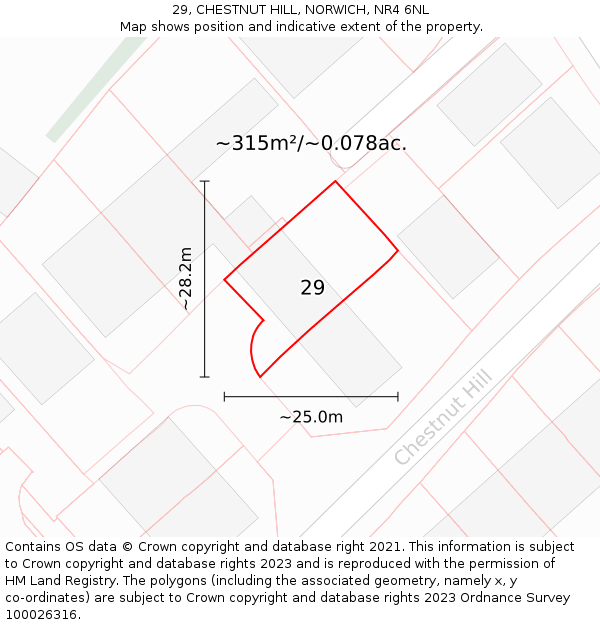 29, CHESTNUT HILL, NORWICH, NR4 6NL: Plot and title map