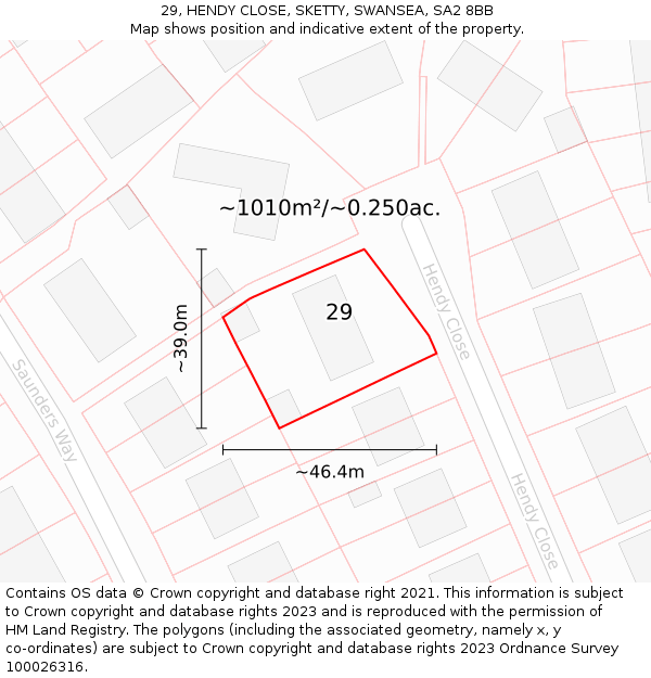 29, HENDY CLOSE, SKETTY, SWANSEA, SA2 8BB: Plot and title map
