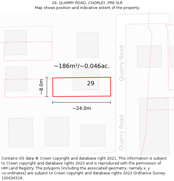 29, QUARRY ROAD, CHORLEY, PR6 0LR: Plot and title map