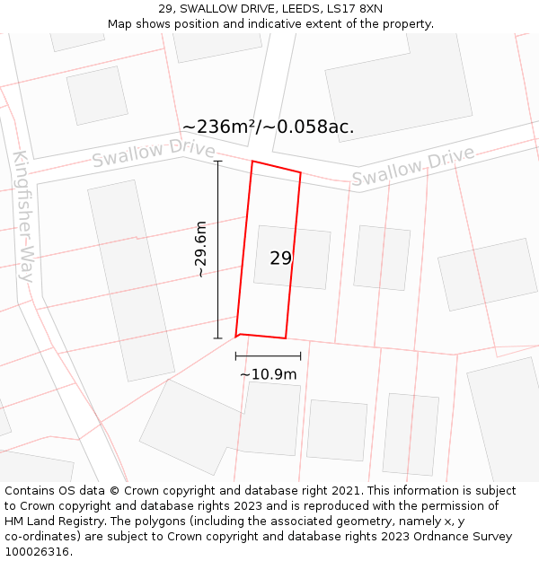 29, SWALLOW DRIVE, LEEDS, LS17 8XN: Plot and title map