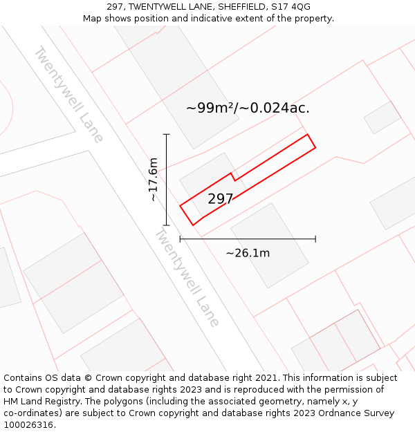 297, TWENTYWELL LANE, SHEFFIELD, S17 4QG: Plot and title map