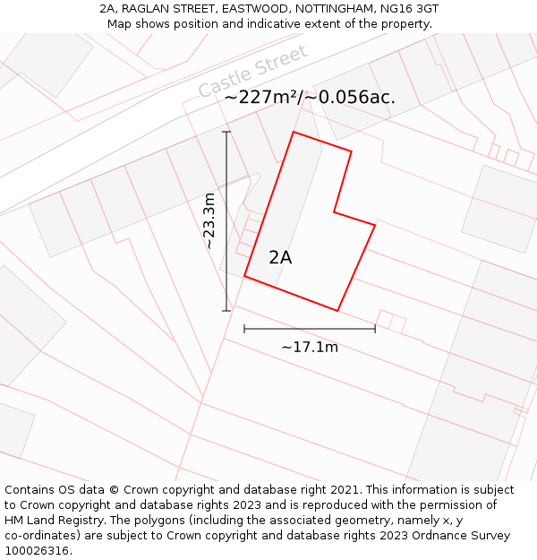 2A, RAGLAN STREET, EASTWOOD, NOTTINGHAM, NG16 3GT: Plot and title map