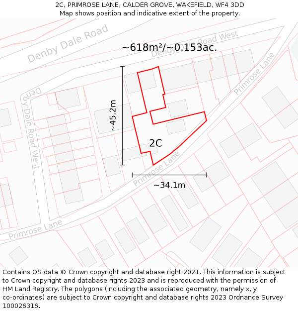 2C, PRIMROSE LANE, CALDER GROVE, WAKEFIELD, WF4 3DD: Plot and title map