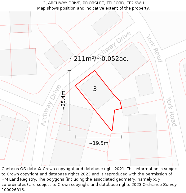 3, ARCHWAY DRIVE, PRIORSLEE, TELFORD, TF2 9WH: Plot and title map