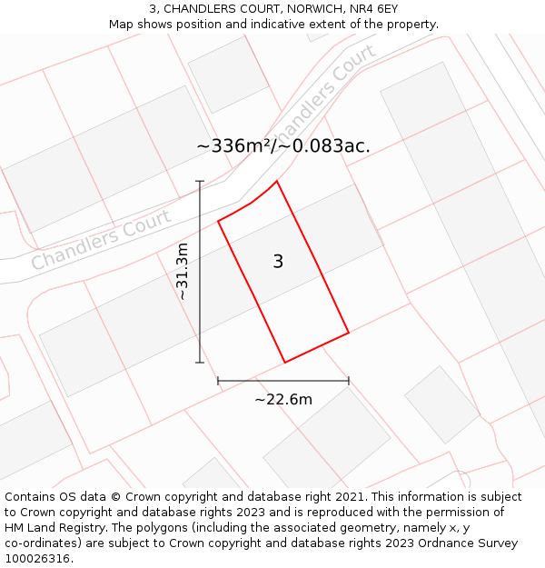 3, CHANDLERS COURT, NORWICH, NR4 6EY: Plot and title map