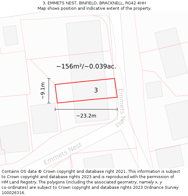 3, EMMETS NEST, BINFIELD, BRACKNELL, RG42 4HH: Plot and title map