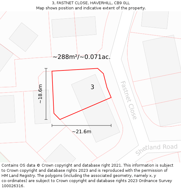 3, FASTNET CLOSE, HAVERHILL, CB9 0LL: Plot and title map