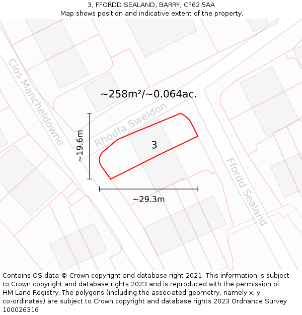 3, FFORDD SEALAND, BARRY, CF62 5AA: Plot and title map
