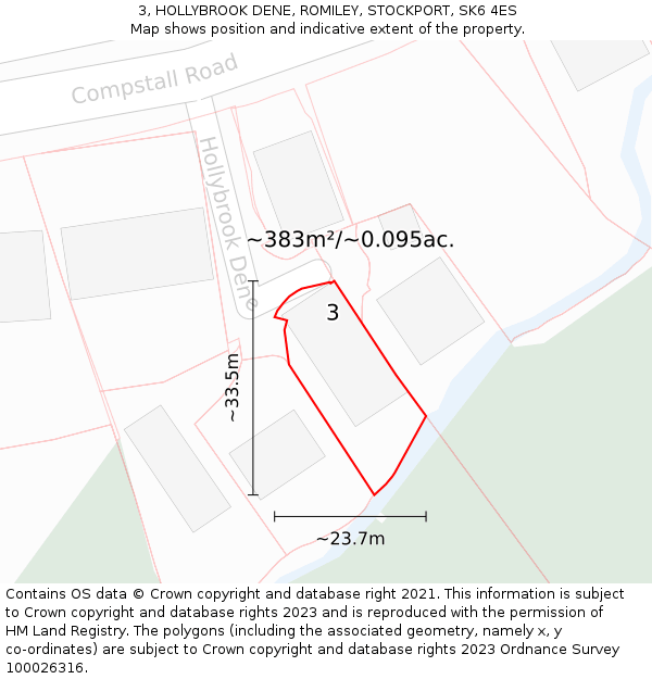 3, HOLLYBROOK DENE, ROMILEY, STOCKPORT, SK6 4ES: Plot and title map