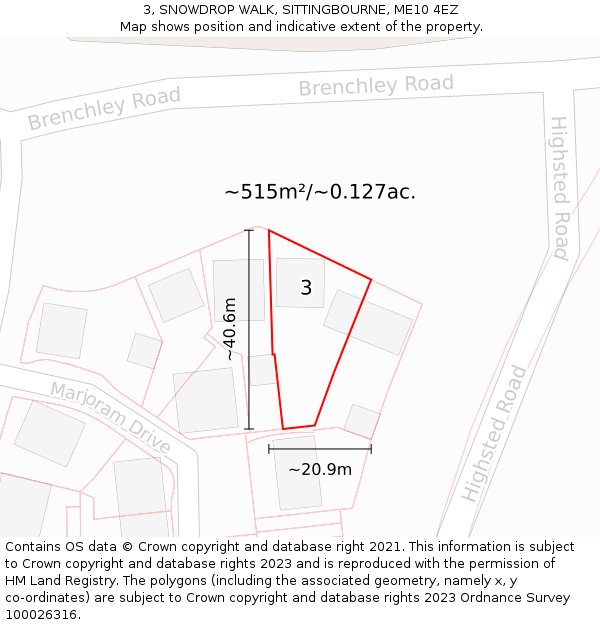 3, SNOWDROP WALK, SITTINGBOURNE, ME10 4EZ: Plot and title map