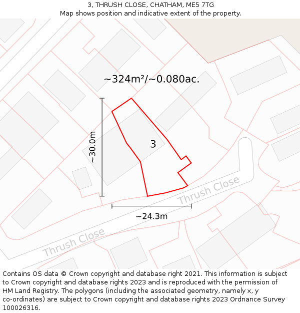 3, THRUSH CLOSE, CHATHAM, ME5 7TG: Plot and title map