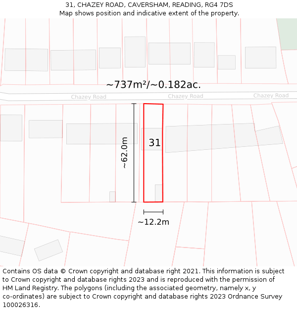 31, CHAZEY ROAD, CAVERSHAM, READING, RG4 7DS: Plot and title map