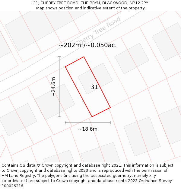 31, CHERRY TREE ROAD, THE BRYN, BLACKWOOD, NP12 2PY: Plot and title map