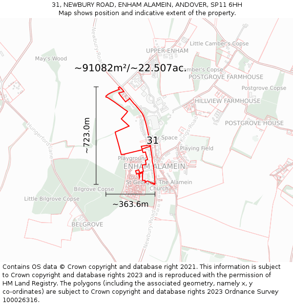 31, NEWBURY ROAD, ENHAM ALAMEIN, ANDOVER, SP11 6HH: Plot and title map