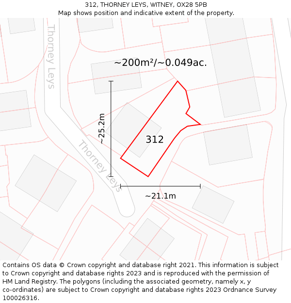 312, THORNEY LEYS, WITNEY, OX28 5PB: Plot and title map