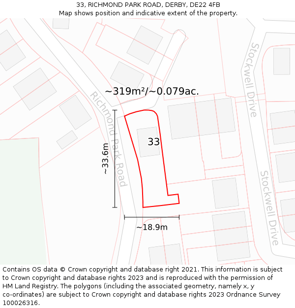 33, RICHMOND PARK ROAD, DERBY, DE22 4FB: Plot and title map