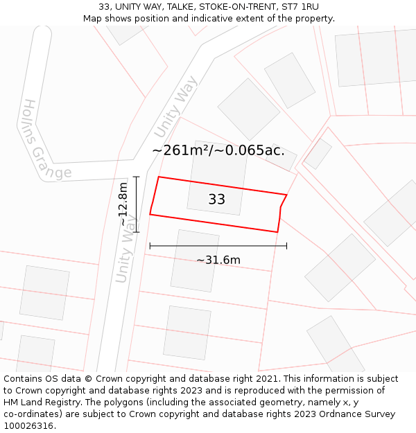 33, UNITY WAY, TALKE, STOKE-ON-TRENT, ST7 1RU: Plot and title map