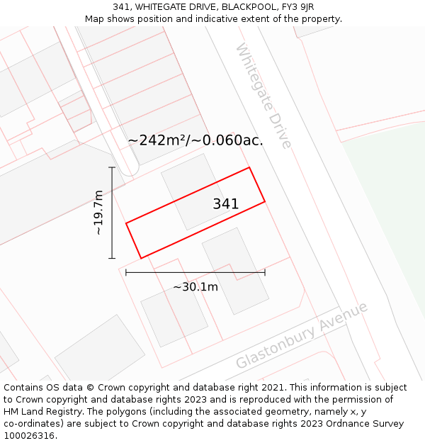 341, WHITEGATE DRIVE, BLACKPOOL, FY3 9JR: Plot and title map