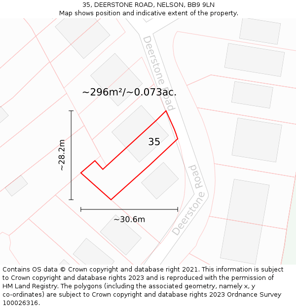 35, DEERSTONE ROAD, NELSON, BB9 9LN: Plot and title map