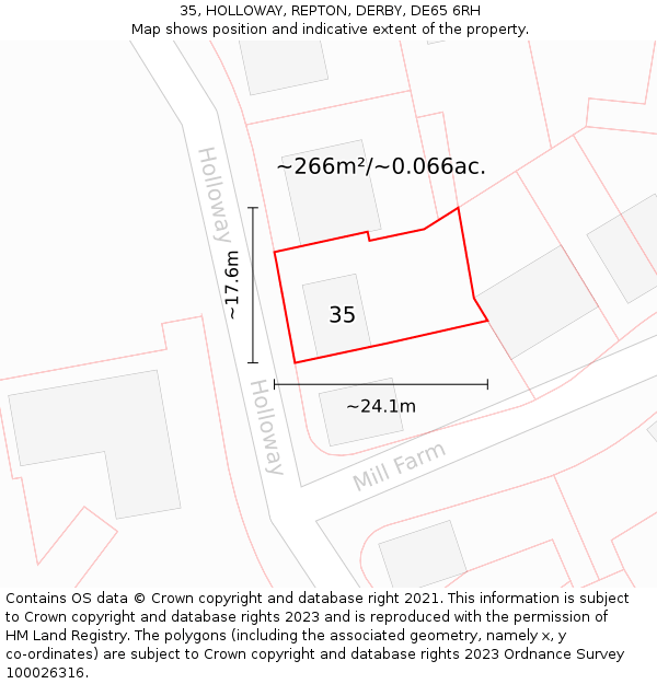 35, HOLLOWAY, REPTON, DERBY, DE65 6RH: Plot and title map