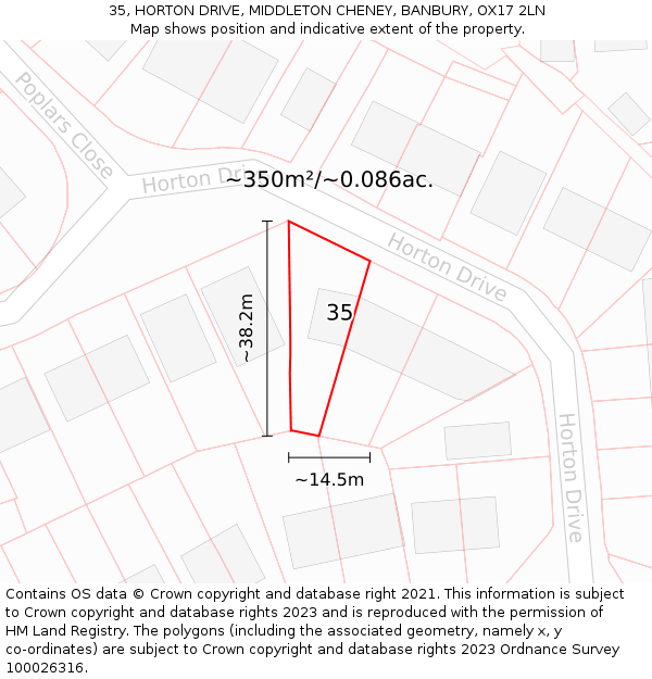 35, HORTON DRIVE, MIDDLETON CHENEY, BANBURY, OX17 2LN: Plot and title map