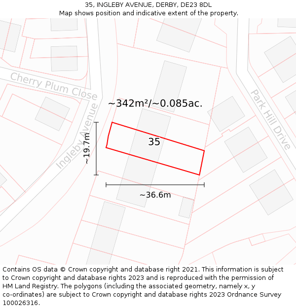 35, INGLEBY AVENUE, DERBY, DE23 8DL: Plot and title map
