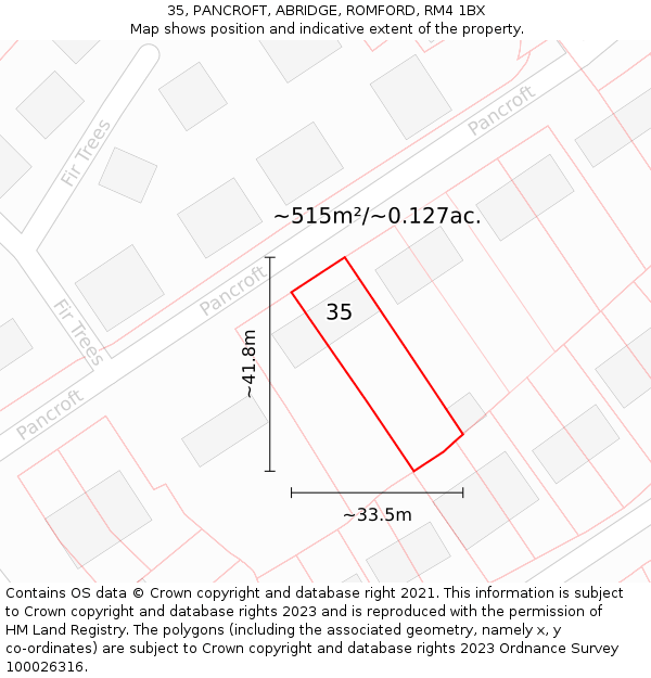 35, PANCROFT, ABRIDGE, ROMFORD, RM4 1BX: Plot and title map