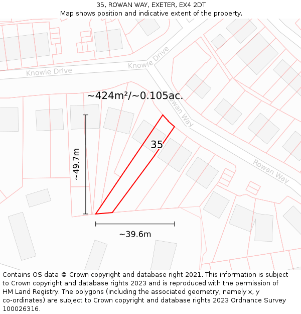 35, ROWAN WAY, EXETER, EX4 2DT: Plot and title map