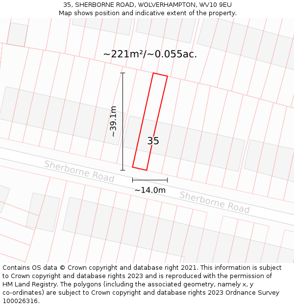35, SHERBORNE ROAD, WOLVERHAMPTON, WV10 9EU: Plot and title map