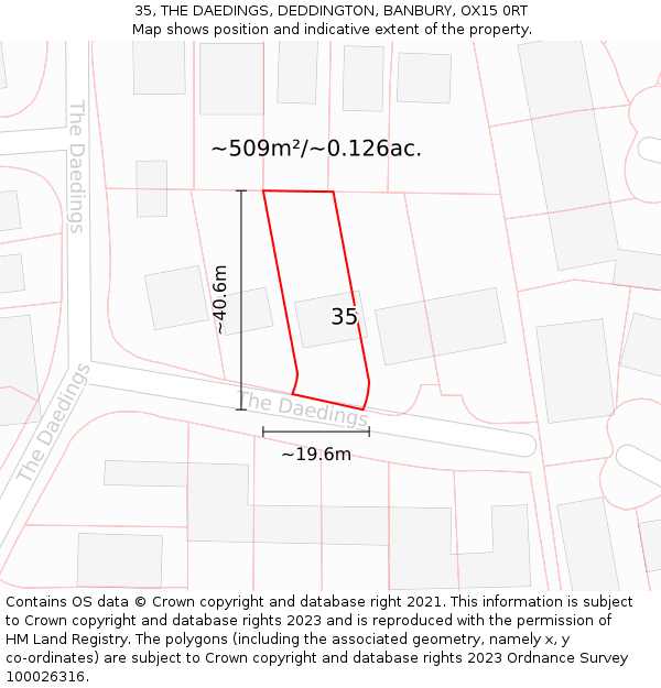 35, THE DAEDINGS, DEDDINGTON, BANBURY, OX15 0RT: Plot and title map