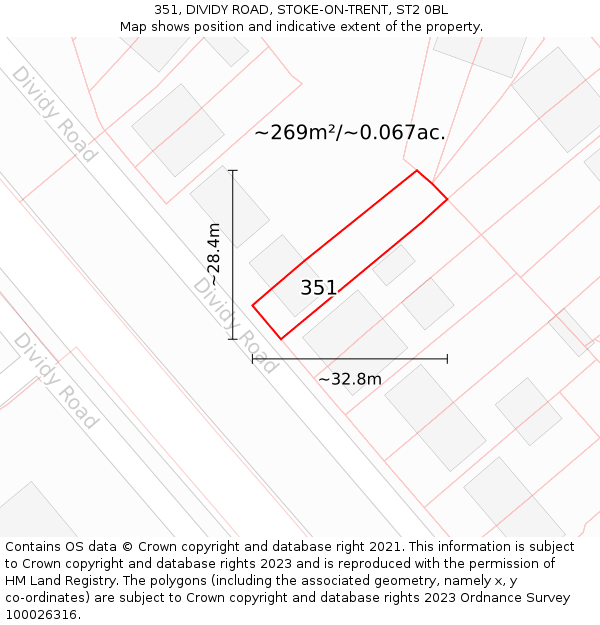 351, DIVIDY ROAD, STOKE-ON-TRENT, ST2 0BL: Plot and title map