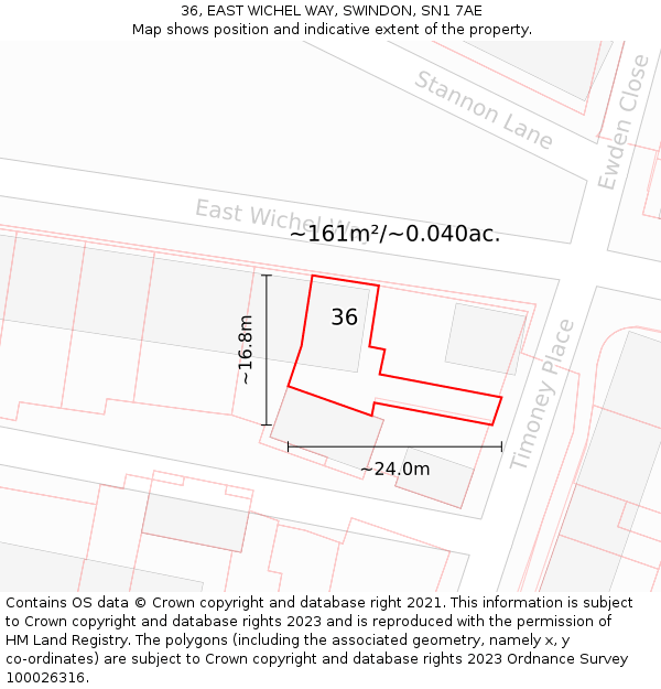 36, EAST WICHEL WAY, SWINDON, SN1 7AE: Plot and title map