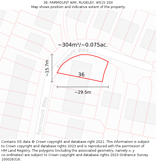 36, FAIRMOUNT WAY, RUGELEY, WS15 2SX: Plot and title map