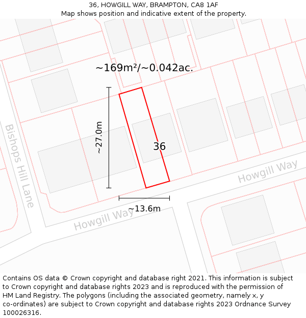 36, HOWGILL WAY, BRAMPTON, CA8 1AF: Plot and title map