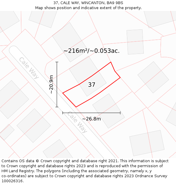 37, CALE WAY, WINCANTON, BA9 9BS: Plot and title map