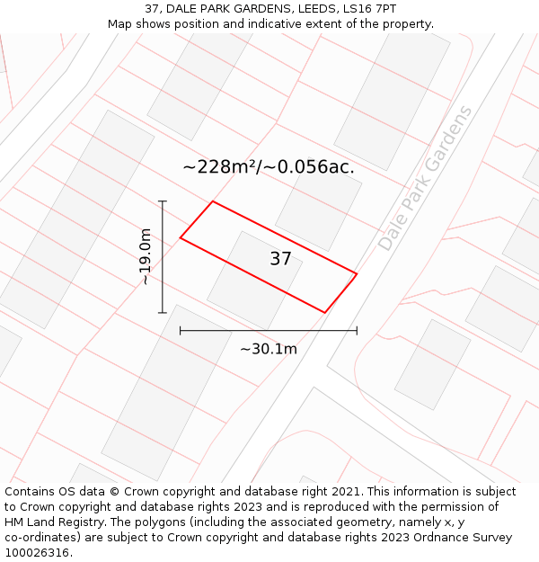 37, DALE PARK GARDENS, LEEDS, LS16 7PT: Plot and title map