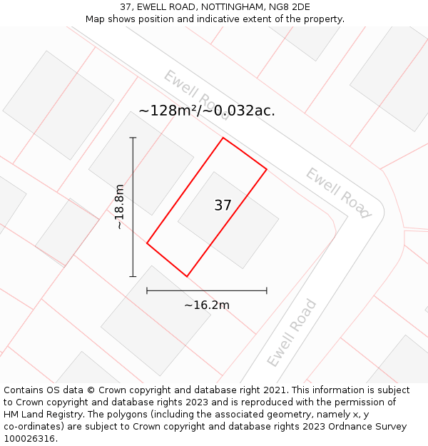 37, EWELL ROAD, NOTTINGHAM, NG8 2DE: Plot and title map