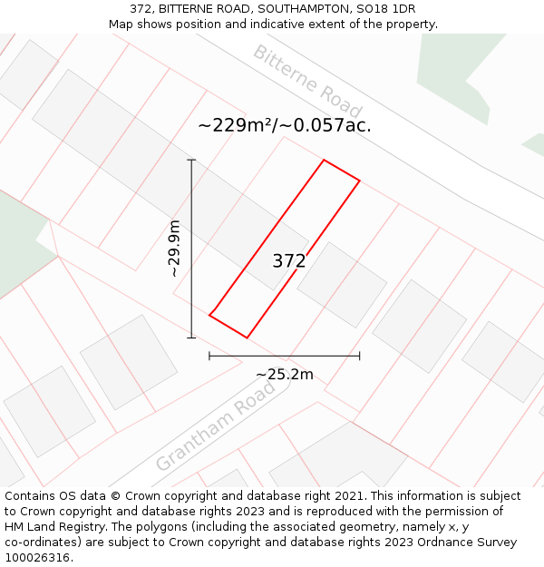 372, BITTERNE ROAD, SOUTHAMPTON, SO18 1DR: Plot and title map